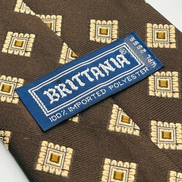 Vintage 70s Brittania Dark Brown Retro Funky Super Wide Geometric Neck Tie - Picture 4 of 4